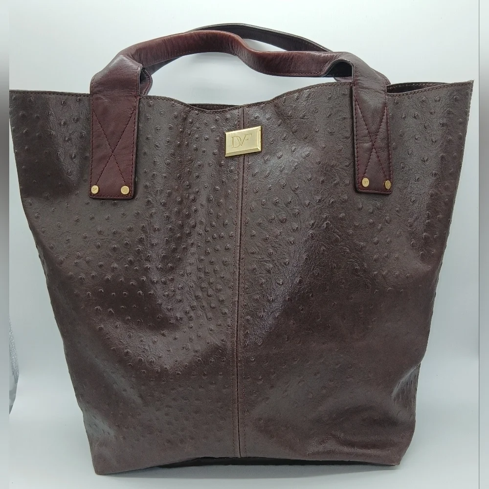 Diane von Furstenberg Leather Ostrich Embossed Addison Tote​​